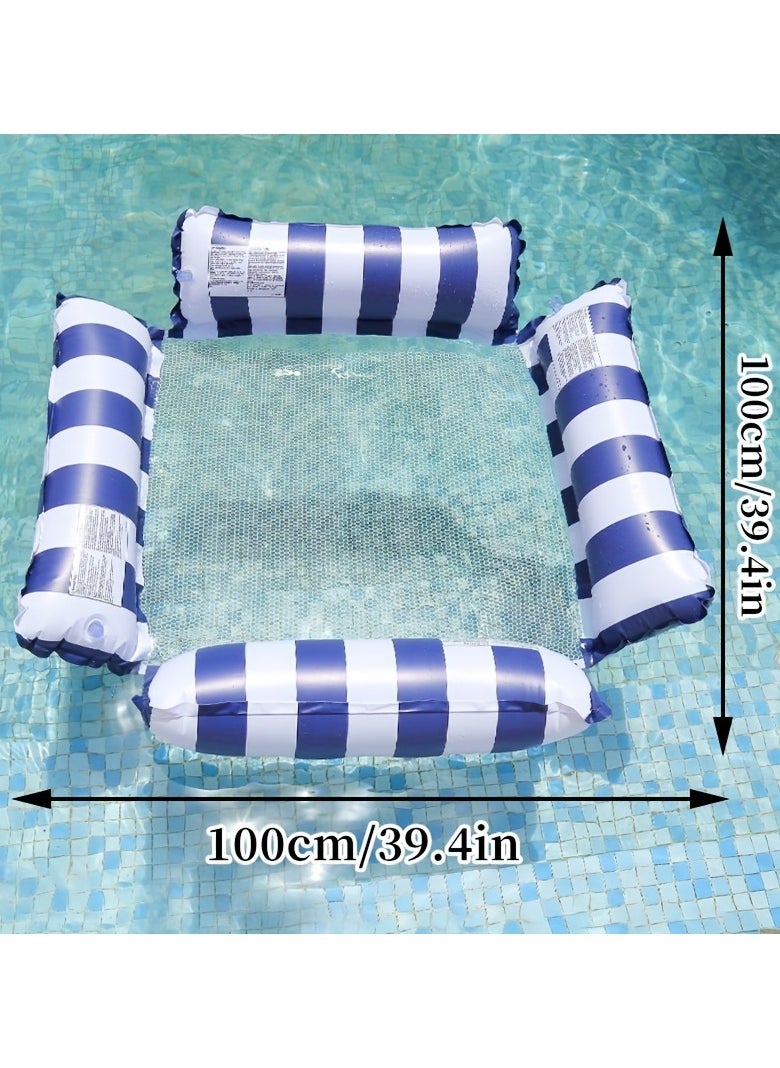 null - 1pc Water Adult Inflatable Hammock, Swimming Float, Simple Water Play Float, Striped PVC Inflatable Float - Image 1