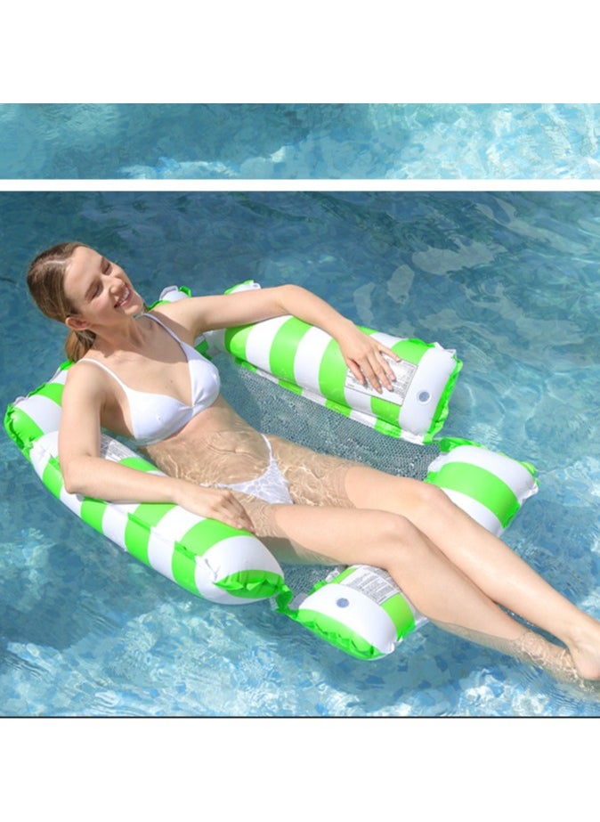 null - 1pc Water Adult Inflatable Hammock, Swimming Float, Simple Water Play Float, Striped PVC Inflatable Float - Image 1