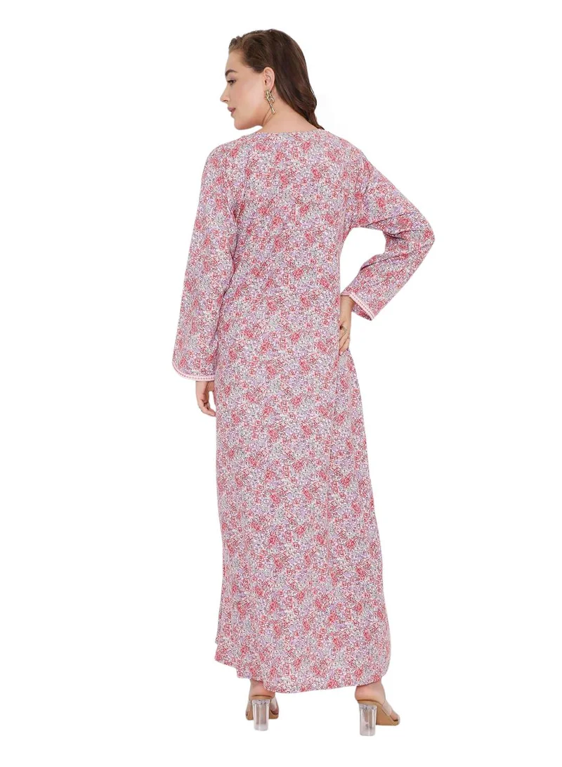 HANA & SARA LONG SLEEVE ELEGANT PRINTED LONG ARABIC FARASHA KAFTAN JALABIYA DRESSES