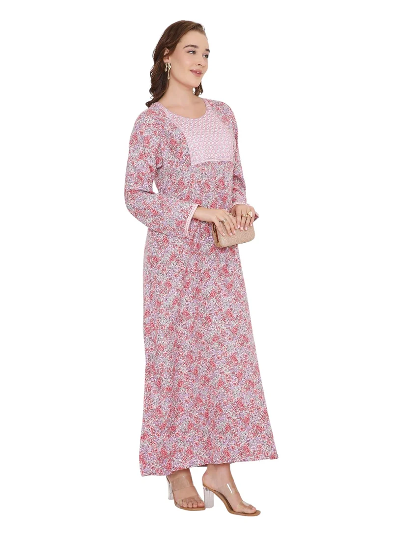 هانا آند سارا فستان جلابية عربي نسائي فضفاض بأكمام طويلة وطبعة تجريدية