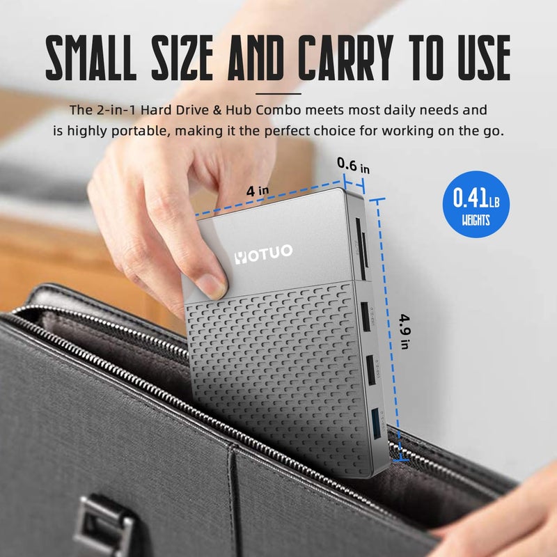 YOTUO Docking Station External Hard Drive Storage, USB-C Hub + HDD 7-in-1, USB 3.0, SD/TF Card, HDD for Windows, Mac, Android, TV, Phone, Laptop, Desktop, PC (Silver, 1TB+Docking Station) - Image 5