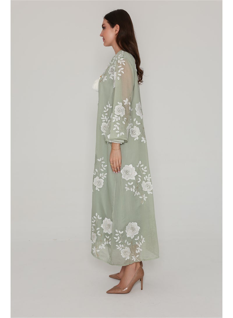 اكسا جلابية مطرزة نقوش ناعمة - Image 4