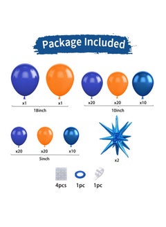 Sowide Orange Blue Balloon Garland Arch Kit,Orange And Royal Blue Balloons With Star Foil Balloons For Birthday Decoration Wedding Baby Shower Engagement Diy De  - Image 2