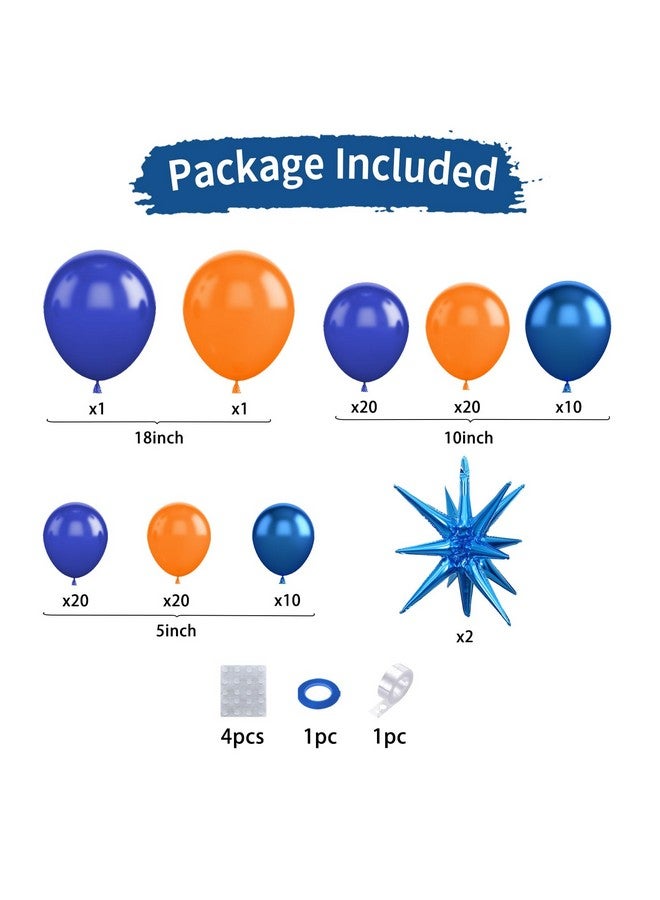 Sowide Orange Blue Balloon Garland Arch Kit,Orange And Royal Blue Balloons With Star Foil Balloons For Birthday Decoration Wedding Baby Shower Engagement Diy De - Image 2