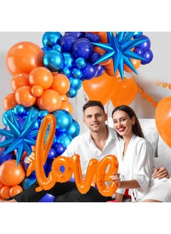 Sowide Orange Blue Balloon Garland Arch Kit,Orange And Royal Blue Balloons With Star Foil Balloons For Birthday Decoration Wedding Baby Shower Engagement Diy De  - Image 4