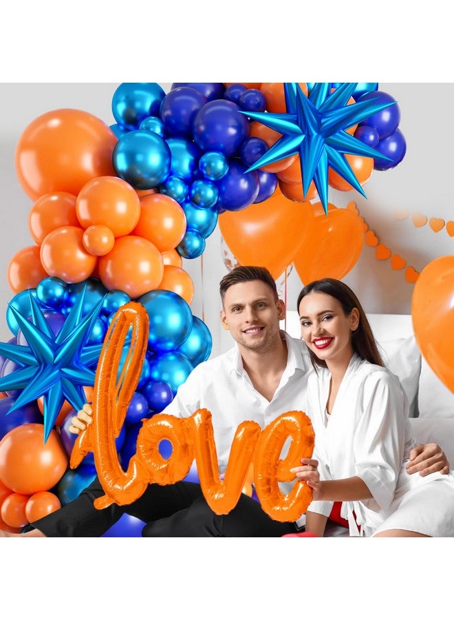 Sowide Orange Blue Balloon Garland Arch Kit,Orange And Royal Blue Balloons With Star Foil Balloons For Birthday Decoration Wedding Baby Shower Engagement Diy De - Image 4
