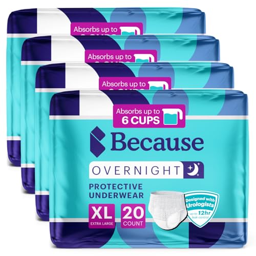 Because Overnight Absorbency Pull Ups Adult Disposable Incontinence Underwear Extra Absorbent Nighttime Briefs for Men and Women White XLarge 80 Count 4 Packs of 20 - Image 5