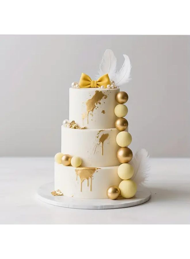 18pcs White Creamy Yellow Smooth Foam Cake Decorating Balls For Holiday Party Christmas - Image 2