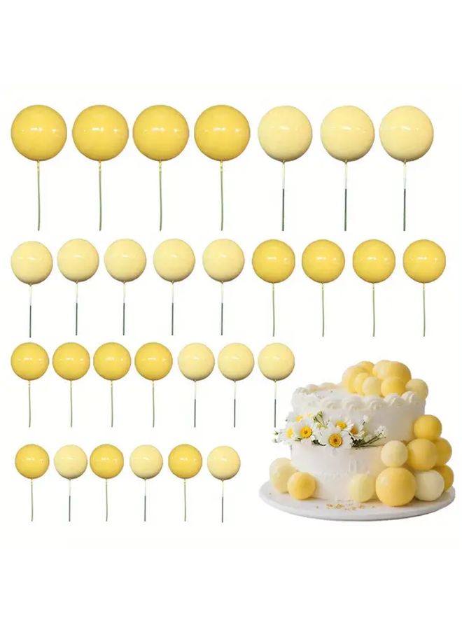 18pcs White Creamy Yellow Smooth Foam Cake Decorating Balls For Holiday Party Christmas - Image 4