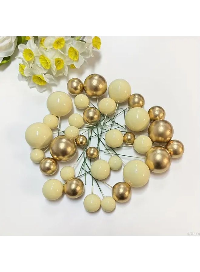18pcs White Creamy Yellow Smooth Foam Cake Decorating Balls For Holiday Party Christmas - Image 5