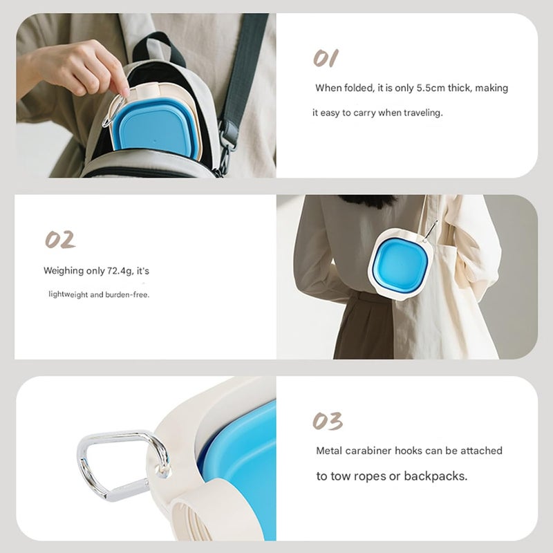 Foldable Pet Bowl for Travel and Hiking with Easy Carry Hanging Hook Food Water for Dog Cats Outdoor Activity Outdoor Foldable Dog - Image 5