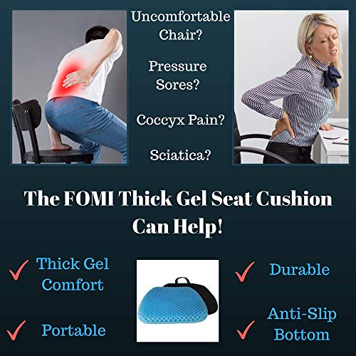 FOMI Thick Premium All Gel Orthopedic Seat Cushion | (16.5" x 18") | Large Comfortable Pad for Car, Office Chair, Wheelchair, or Home | Pressure Sore Relief, Prevents Sweaty Bottom | Portable - Image 4