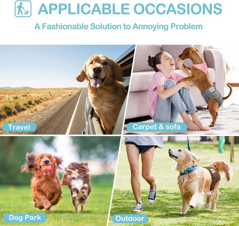 Avont 3 Pack Washable Female Dog Diapers, Premium Reusable Highly Absorbent Doggie Diapers Wraps Durable Dog Diaper Cover - Image 5