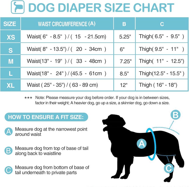 Avont 3 Pack Washable Female Dog Diapers, Premium Reusable Highly Absorbent Doggie Diapers Wraps Durable Dog Diaper Cover - Image 3