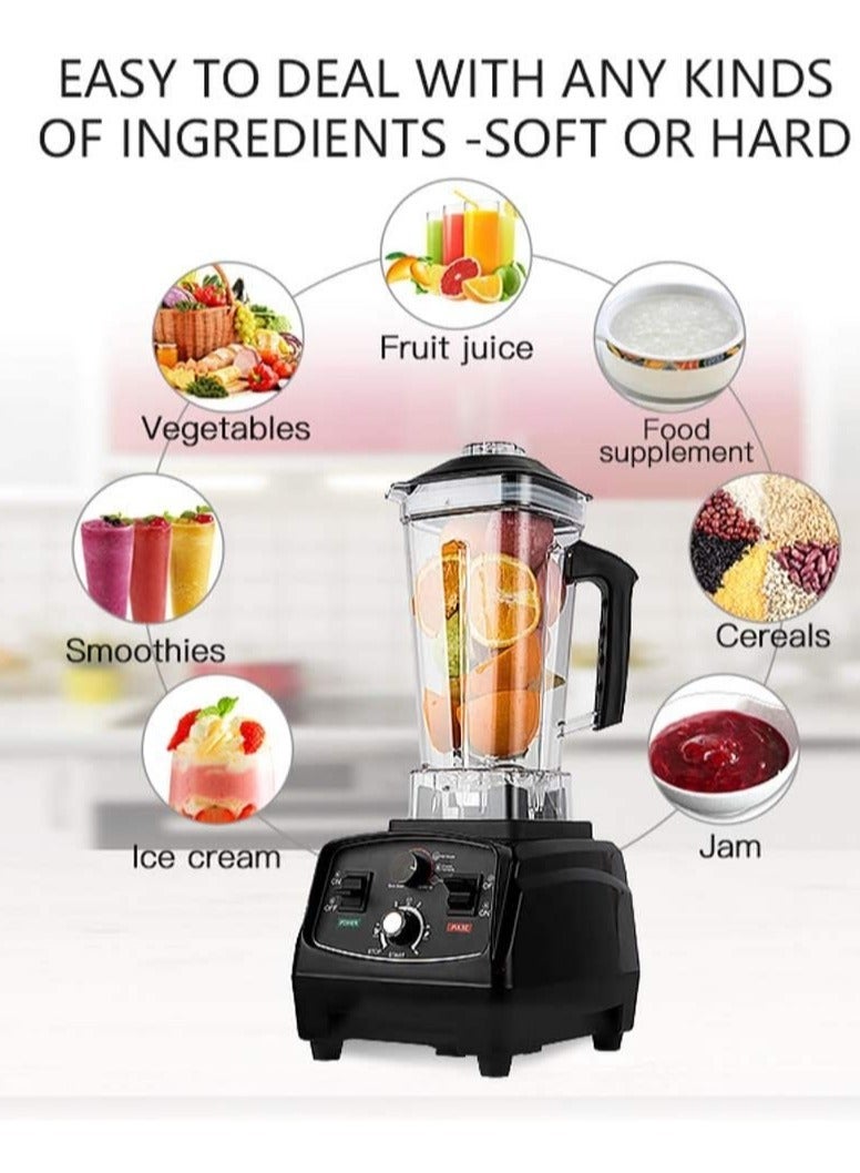Sashi Professional Countertop Blender, Kitchen Blender Food Mixer 2200W Smoothie Maker 2000Ml Smoothies and Milkshakes, Black - Image 2