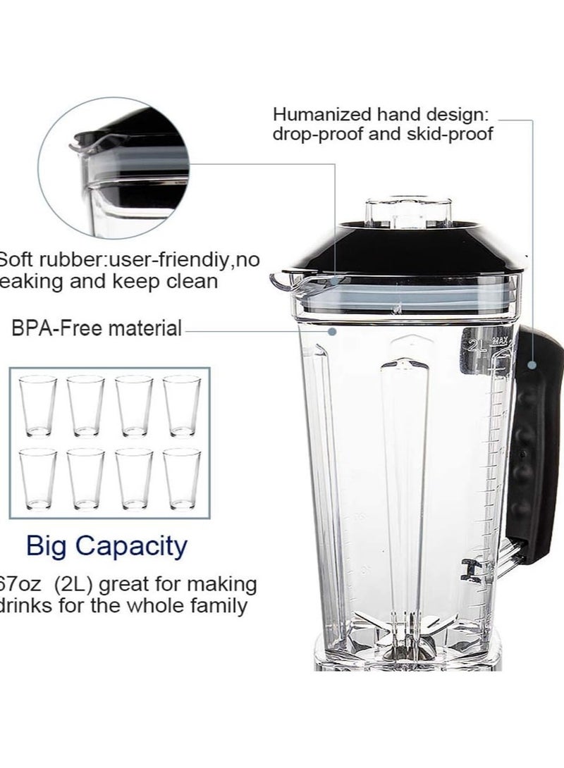 Sashi Professional Countertop Blender, Kitchen Blender Food Mixer 2200W Smoothie Maker 2000Ml Smoothies and Milkshakes, Black - Image 4