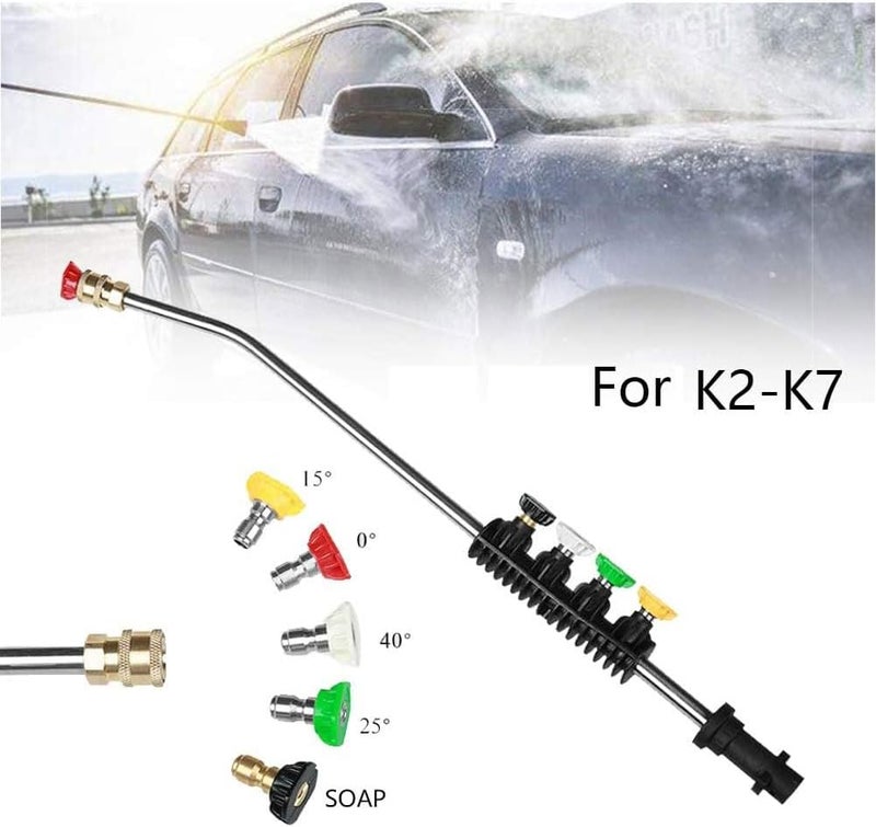 إكسفور فوهة خرطوم الضغط العالي لـ Karcher K2-K7، عصا غسيل الضغط العالي مع 5 أطراف فوهة خرطوم، فوهة مسدس ماء الضغط لخرطوم الحديقة، عصا غسيل محمولة للماء للسيارة والنافذة الخارجية - Image 2