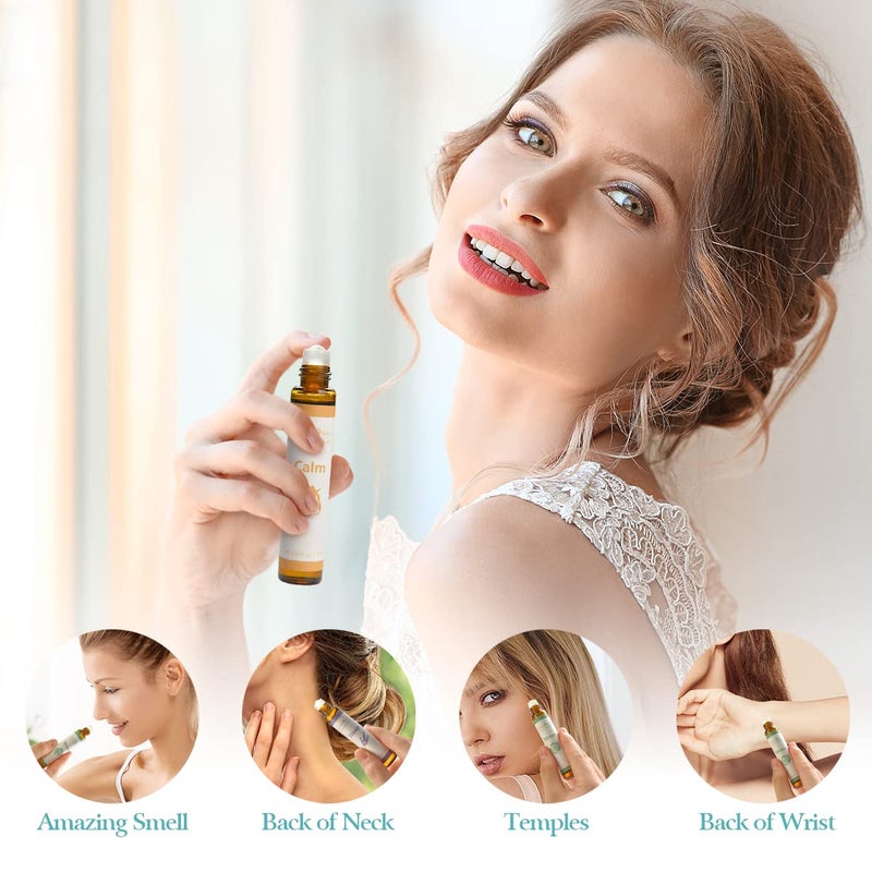 HERBROMAS Aromatherapy Essential Oils Roll On Set, Natural Pre-diluted Blend Oils for Skin Use, Relaxation Gift for Women & Men, Pack 6 x10ml - Image 4