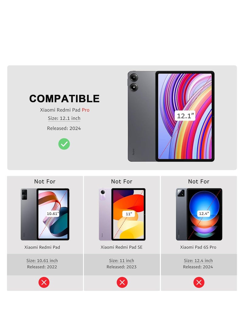 EVO Case for Redmi Pad Pro with Pen Holder 12.1 Inch 2024, [Auto Wake/Sleep] Transparent Back Cover for Tablets Xiaomi Redmi Pad Pro  lavnderl - Image 5