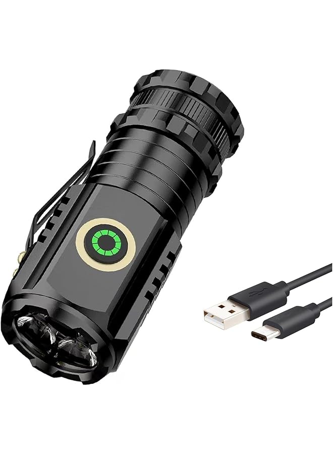 S-TOP Mini Led Flashlights Rechargeable USB C,Small Powerful Flashlights Max 2550 Lumens with 5 Modes, Pocket Flashlighs with Clip, Handheld &EDC Flashlight for Camping, Emergency (black) - Image 1