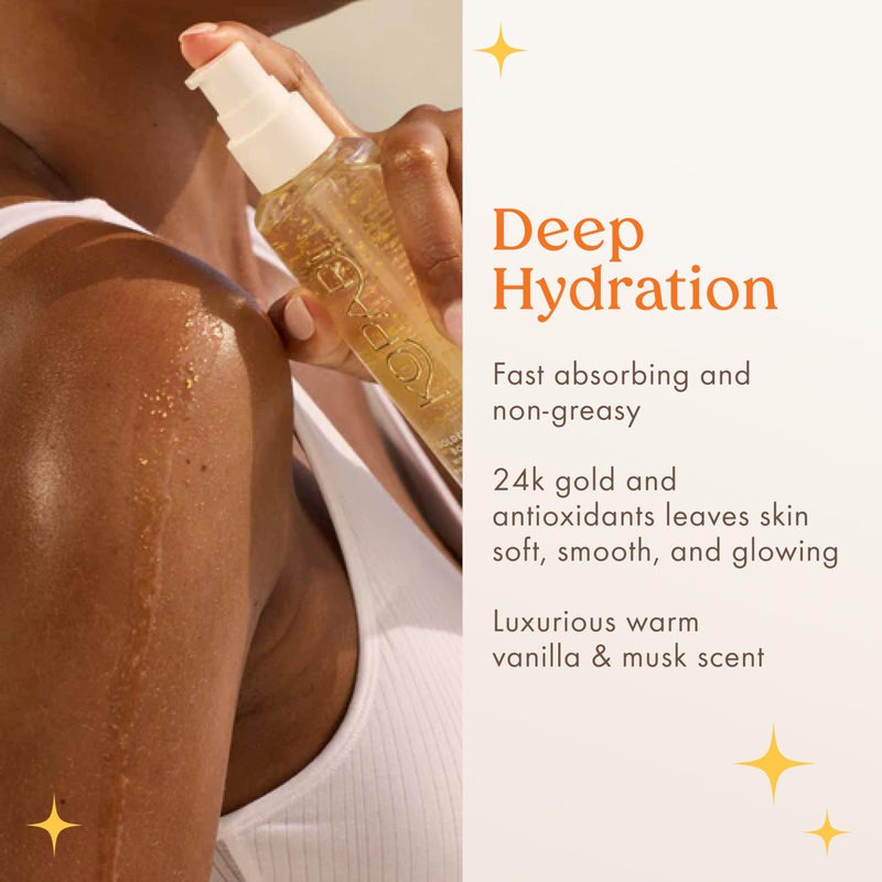 Kopari Golden Aura Body Oil with 24k Gold & Hyaluronic Acid - Hydrating Formula for Glowing Skin 3.3 oz - Image 3