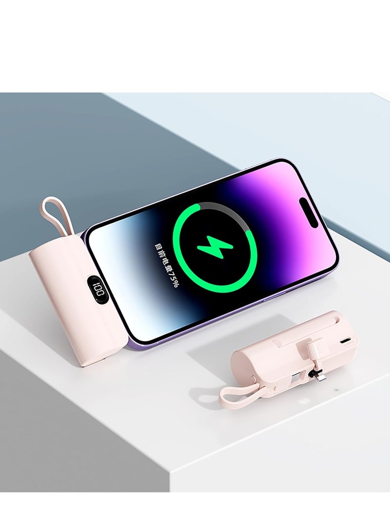 Arabayt Mini Power Bank, 20W Fast Charging Power Bank with Foldable Power Cord&lanyard 2in1, 5000 mAh Small Power Bank USB C portable Charger, Travel Essentials, Compatible with All Phone - Image 2