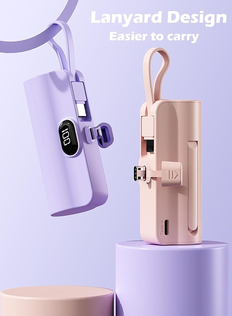 Arabayt Mini Power Bank, 20W Fast Charging Power Bank with Foldable Power Cord&lanyard 2in1, 5000 mAh Small Power Bank USB C portable Charger, Travel Essentials, Compatible with All Phone - Image 4