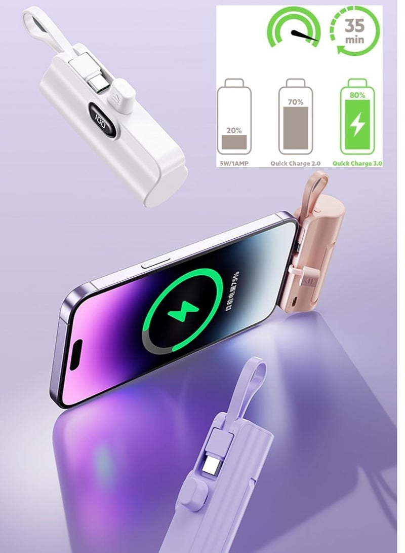 Arabayt Mini Power Bank, 20W Fast Charging Power Bank with Foldable Power Cord&lanyard 2in1, 5000 mAh Small Power Bank USB C portable Charger, Travel Essentials, Compatible with All Phone - Image 5