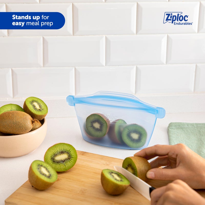Ziploc Endurables Small Container, 2 Cups, Reusable Silicone Bags and Food Storage Meal Prep Containers for Freezer, Oven, and Microwave, Dishwasher Safe, 2 Pack - Image 5