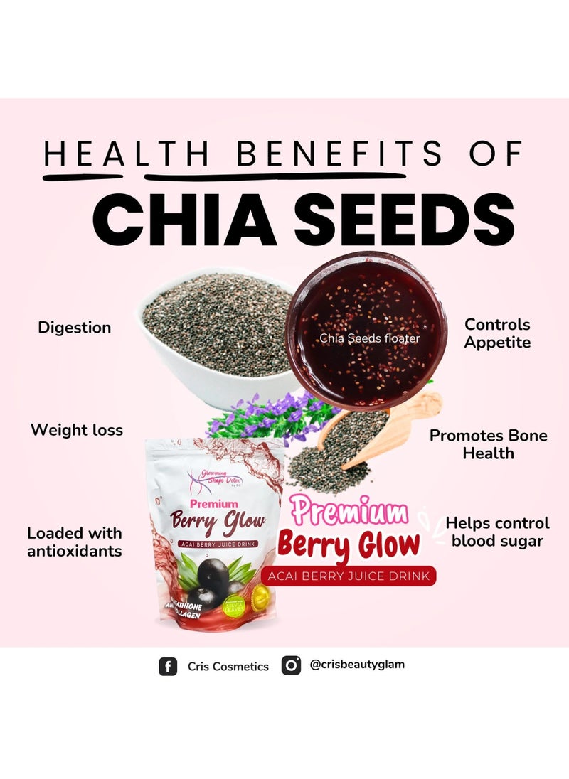Cris Cosmetics Glowming Shape Detox Premium Berry Glow Acai Berry Juice Drink with Glutathione & Collagen 10 Sachets x 20g  - Image 4