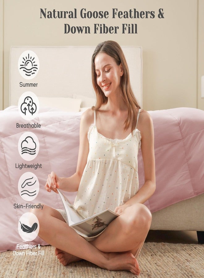 Joysoul لحاف جويسول المصنوع من ألياف ريش الإوز - غطاء قماش خفيف الوزن فائق النعومة، حشوة من ريش الإوز الأبيض المسامي، حشوة لحاف وردية مقاس كينج (104 بوصة × 88 بوصة) - Image 4