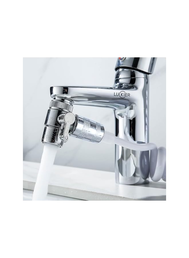 The Bros صنبور شطاف محمول للسفر من الفولاذ المقاوم للصدأ، تدفق مياه معزز، محول نحاسي كامل، خرطوم بطول 3 أمتار، قاعدتين، مجموعة محول الصنبور. مناسب للمنزل/الفندق/التخييم/النساء - Image 4