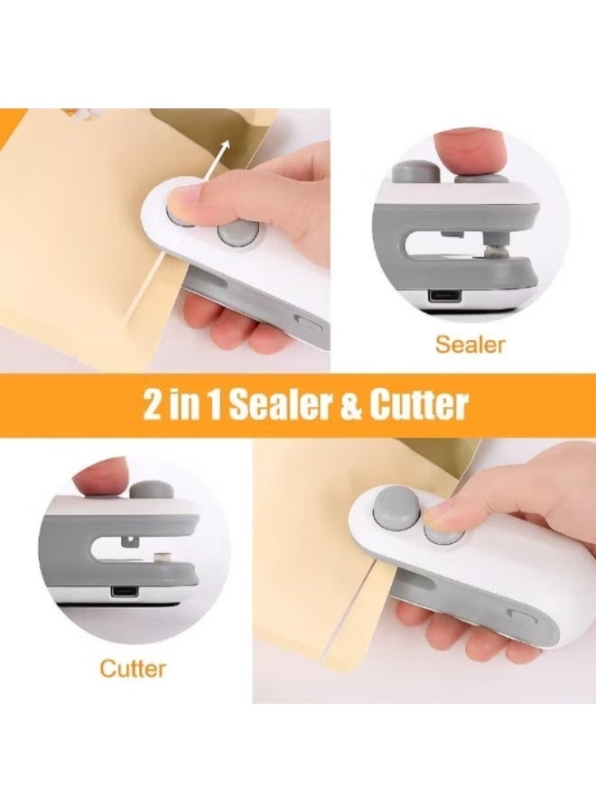 Mini Portable Heat Sealing Machine | Rechargeable Plastic Bag Sealer with Cutter | USB Charging, 150mAh Battery, 16W Power | Food Snack Bag Sealer for Kitchen Storage & Freshness - Image 3