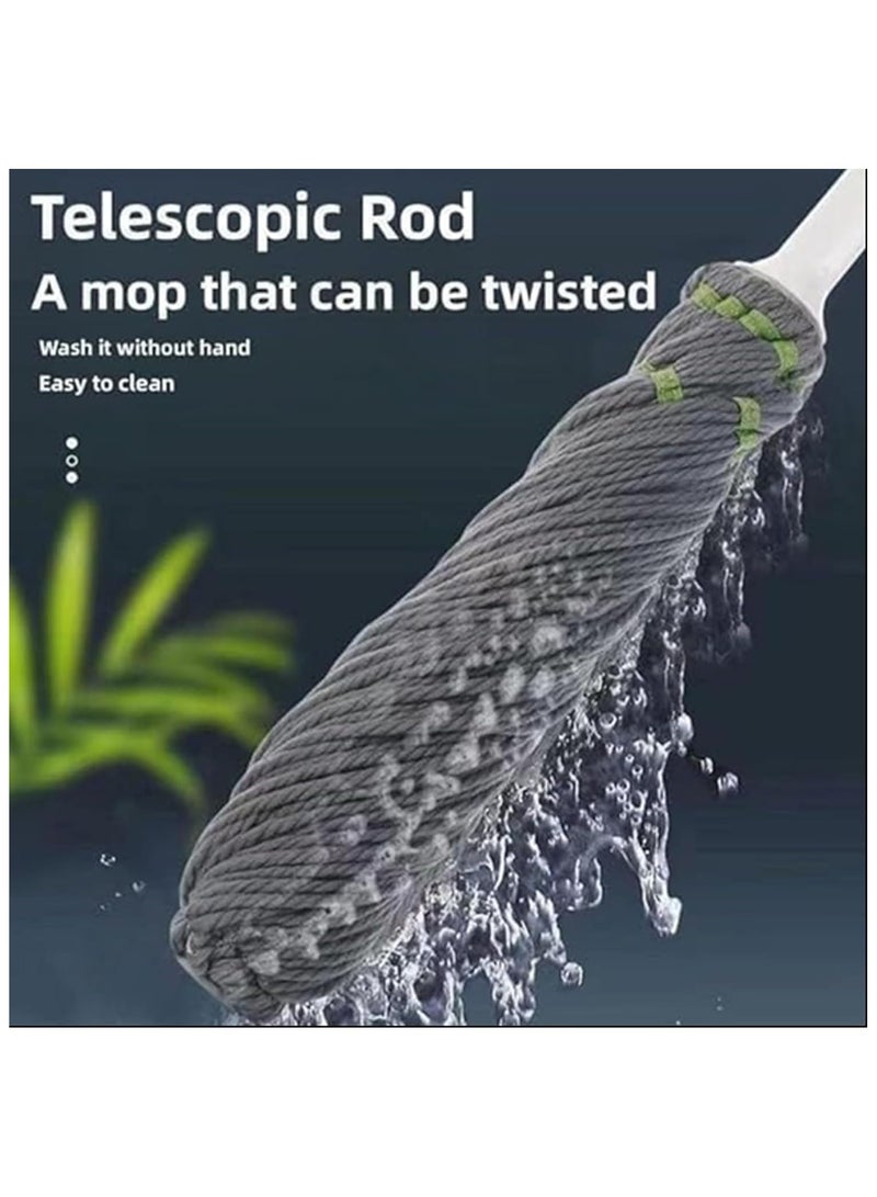 NANAO Self-Wringing Rotating Mop with Adjustable Handle – Hands-Free Twisting Mop for Efficient Floor Cleaning, Super Absorbent Microfiber Head, 360° Rotation for Hardwood, Tile, and Laminate (Gray) - Image 3