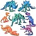 BUUFAN 7PCS 3D Printed Dinosaur Animal Figures Colorful Fidget Stress Relief Toys for Adults TRex Velociraptor Stegosaurus Set Home Office Desk Decor Unique Gift for Birthday or Holidays - Image 2