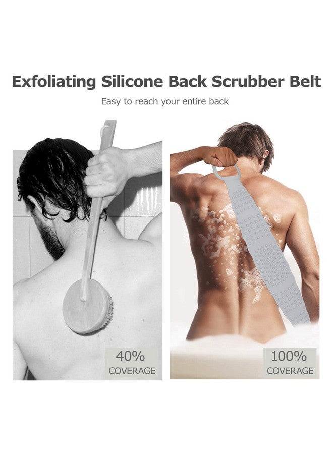 DEBIRE Silicone Bath Body Brush, Back Scrubber for Shower Bath Brush Washer For Dead Skin Removal for Men and Women, Double Side Brush Belt For Shower Long Exfoliating Belt (Multicolored-1 - Image 3