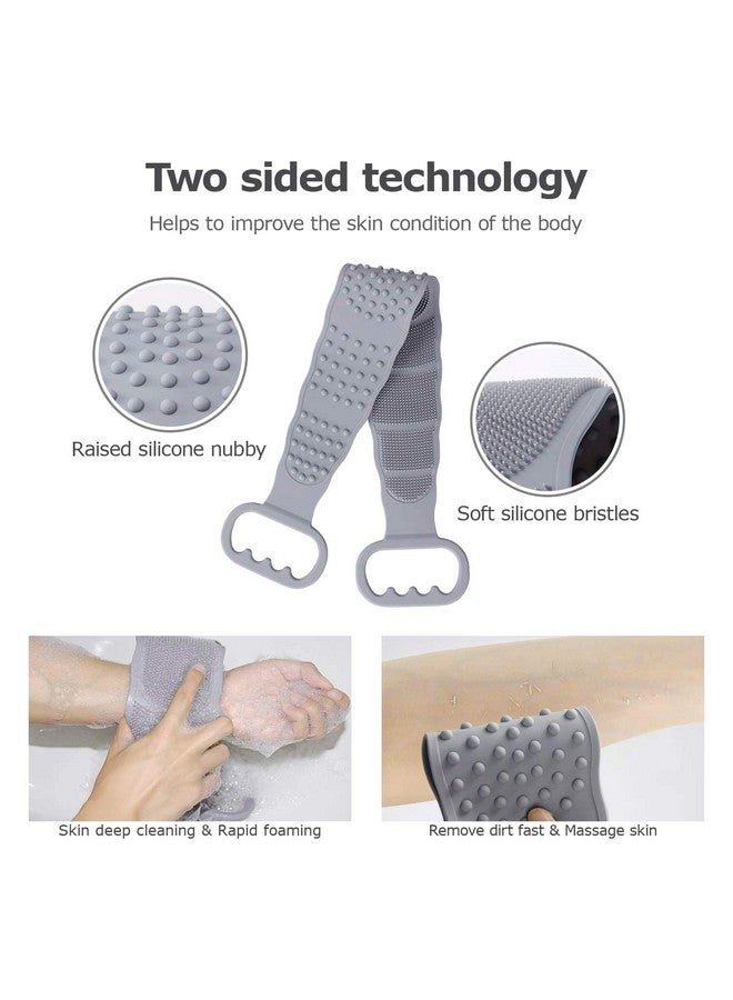 DEBIRE Silicone Bath Body Brush, Back Scrubber for Shower Bath Brush Washer For Dead Skin Removal for Men and Women, Double Side Brush Belt For Shower Long Exfoliating Belt (Multicolored-1 - Image 4