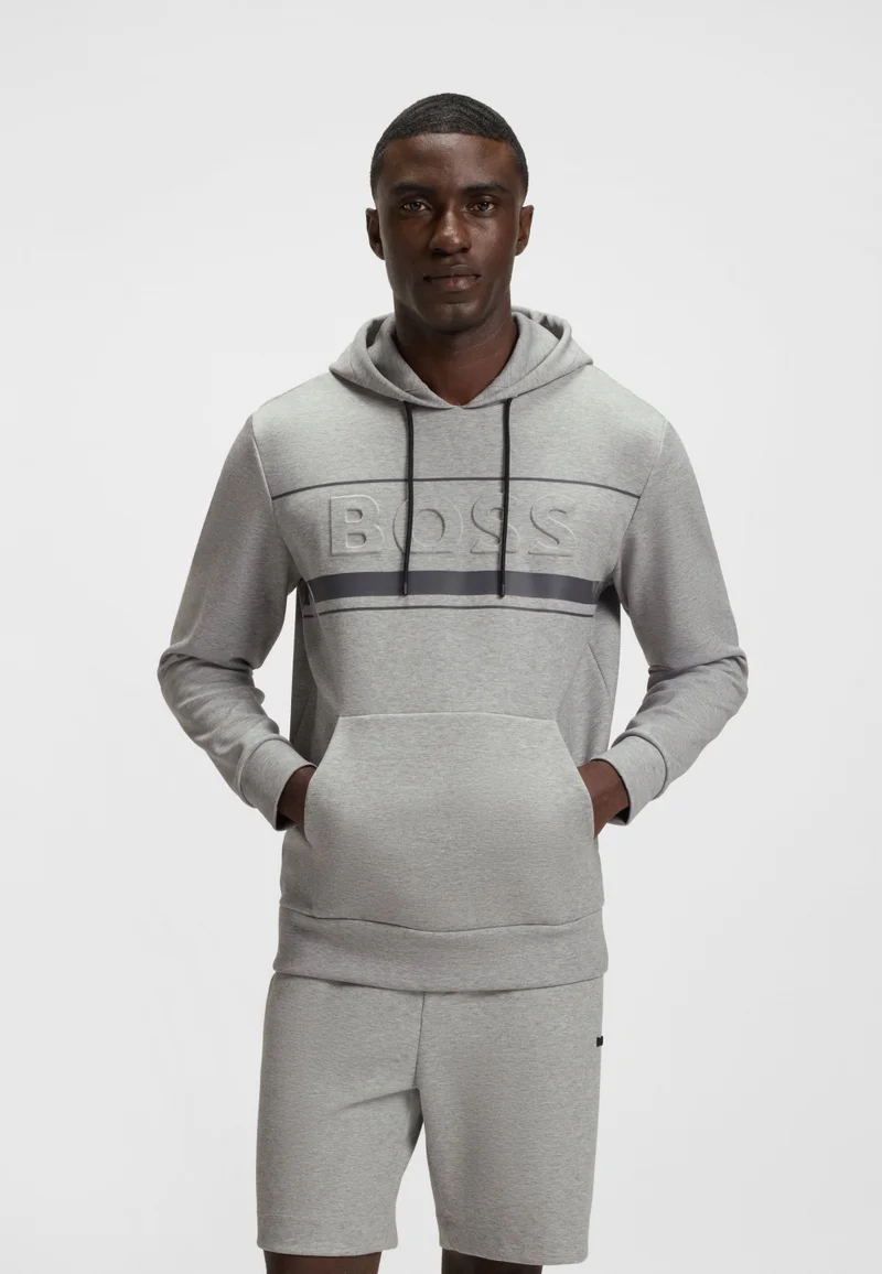 BOSS Cotton-blend hoodie with stripe details
