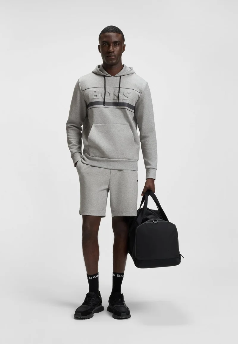 BOSS Cotton-blend hoodie with stripe details