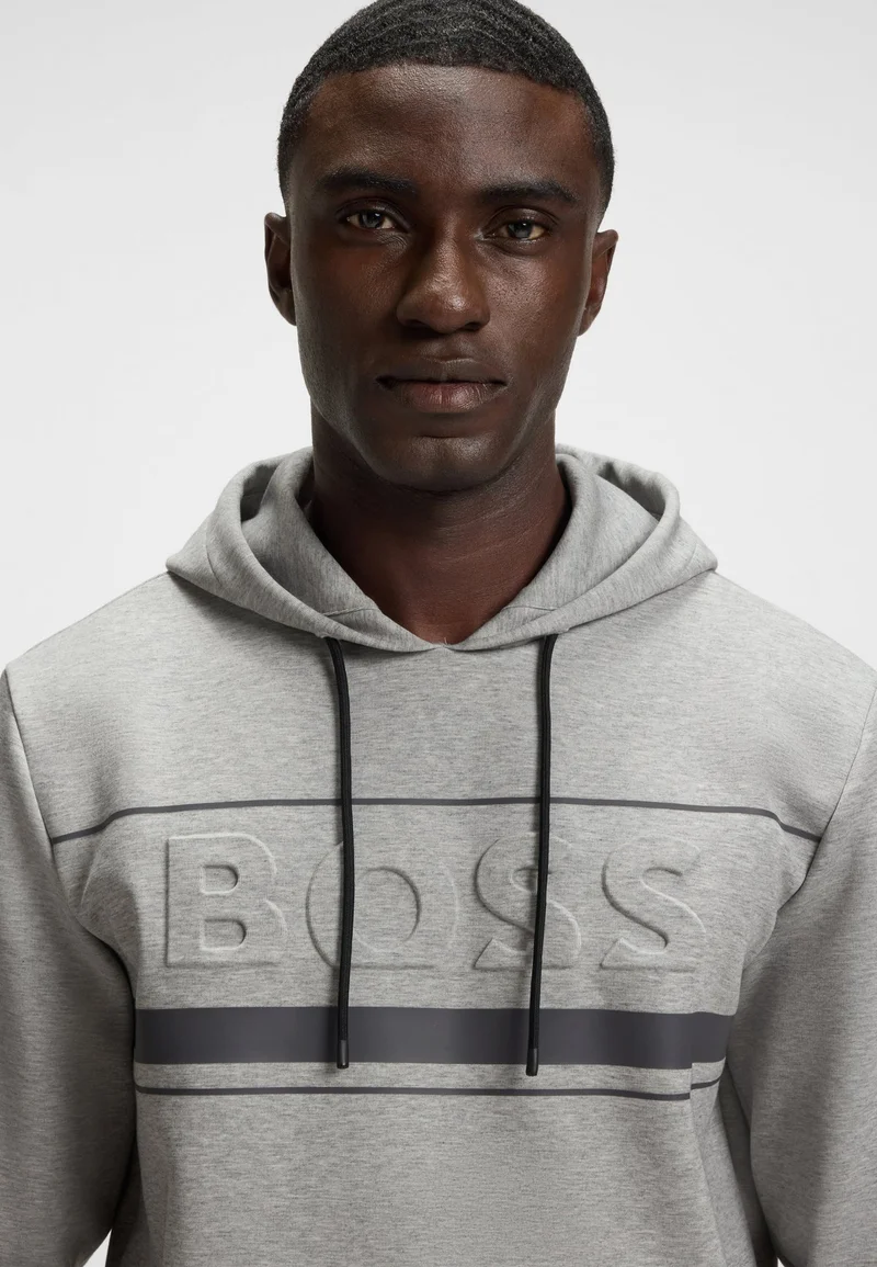 BOSS Cotton-blend hoodie with stripe details