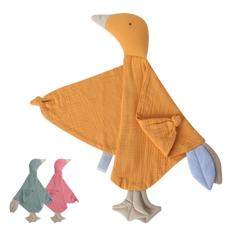 Knirose Premium Soft Muslin Cotton Newborn Baby Loveys Security Blanket Soft & Breathable with Tags, Goose Lovies for Baby New Born Boy Girl Unisex Baby Unique Neutral Presents for Babies Newborn Toddler - Image 1