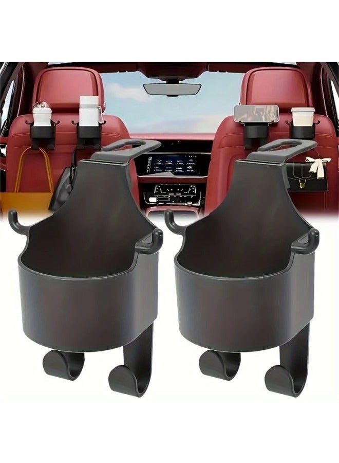2-Piece Multifunctional Car Seat Hooks with Phone Holder & Cup Holder - Universal Headrest Hook for Bags, Purses, Car Storage Organizer - Vehicle Accessories for Travel, Road Trips - Image 1