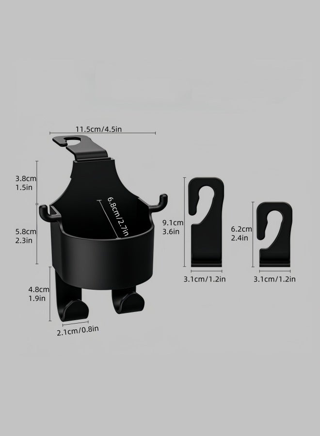 2-Piece Multifunctional Car Seat Hooks with Phone Holder & Cup Holder - Universal Headrest Hook for Bags, Purses, Car Storage Organizer - Vehicle Accessories for Travel, Road Trips - Image 3