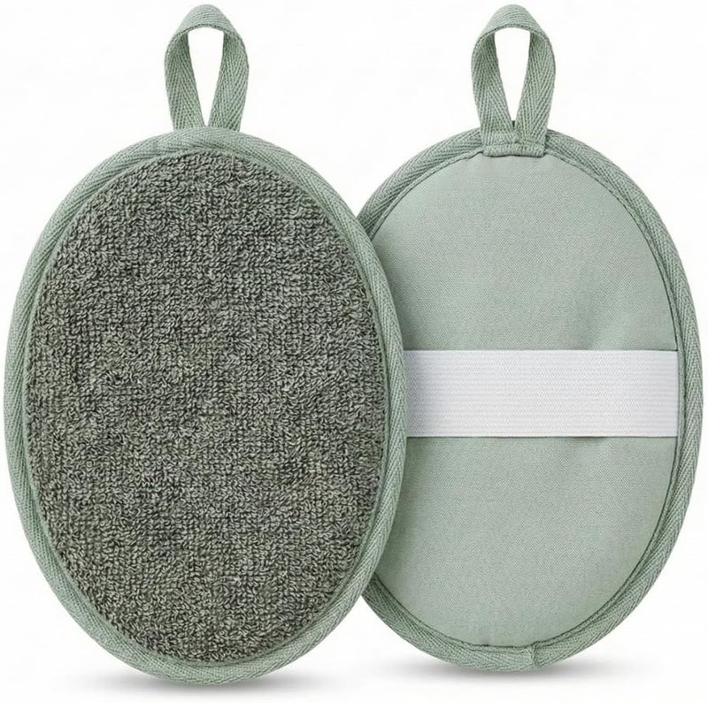 Glitters Natural Loofah Bath Pads 2 Pack – Double Sided Exfoliating Body Scrubber & Shower Sponge - Image 1