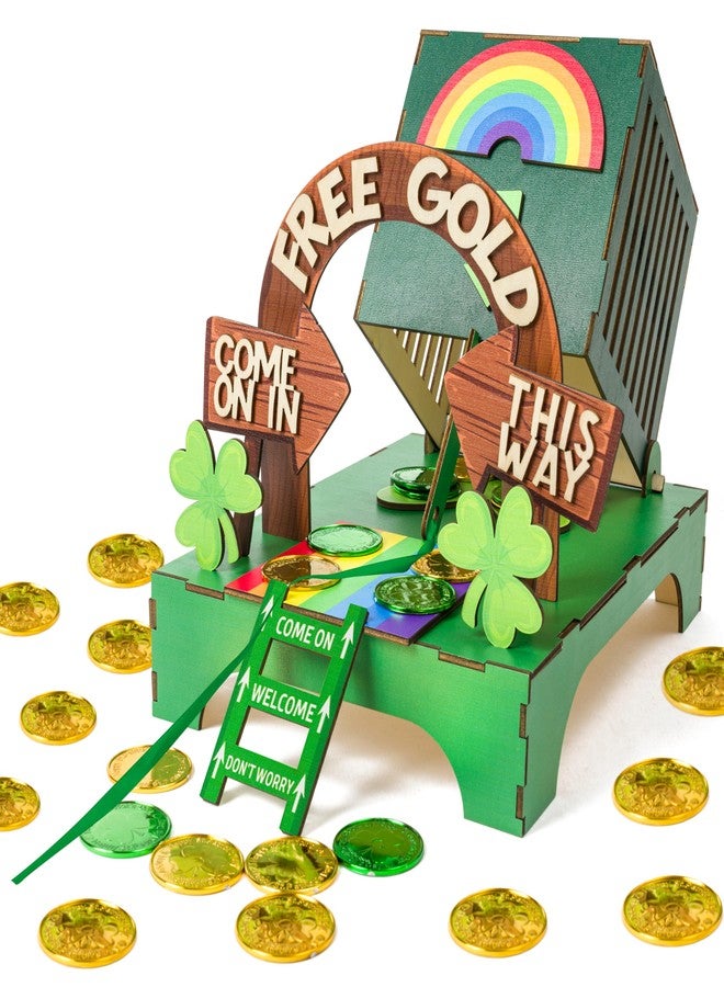 MALLMALL6 68Pcs St. Patrick's Day Decorations Leprechaun Trap Kit, Wood DIY Toys to Catch A Leprechaun Trap Festival Craft Decor for Kids School Classroom Irish Themed Activities Shamrock Party Gifts - Image 1