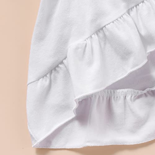 Noubeau Toddler Baby Girl Easter Outfits Ruffle Letter Rabbit Print Dress Shirt Top Leopard Bell-Bottom Flare Pant Headband (White, 18-24 Months) - Image 5