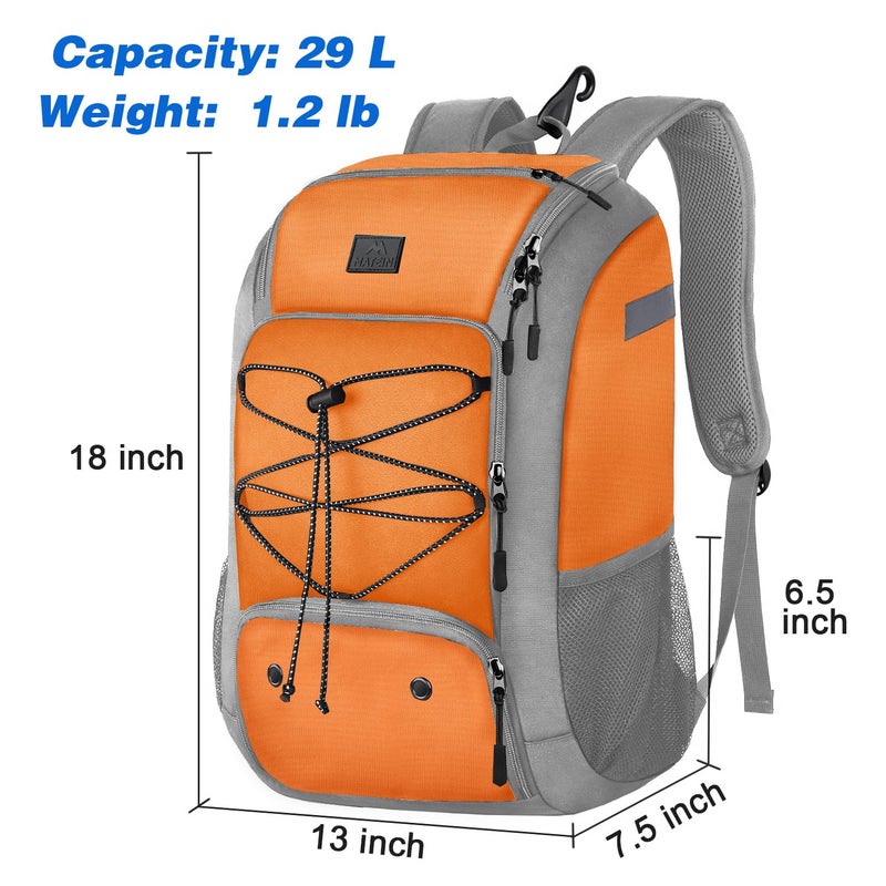 MATEIN Baseball Gear Bag, Large Capacity Youth Softball Bag with Helmet Holder & Fence Hook for Training Equipment, Baseball Backpack for Teens & Adults Players Holds 2 Bats, Batting Gloves, Orange - Image 5
