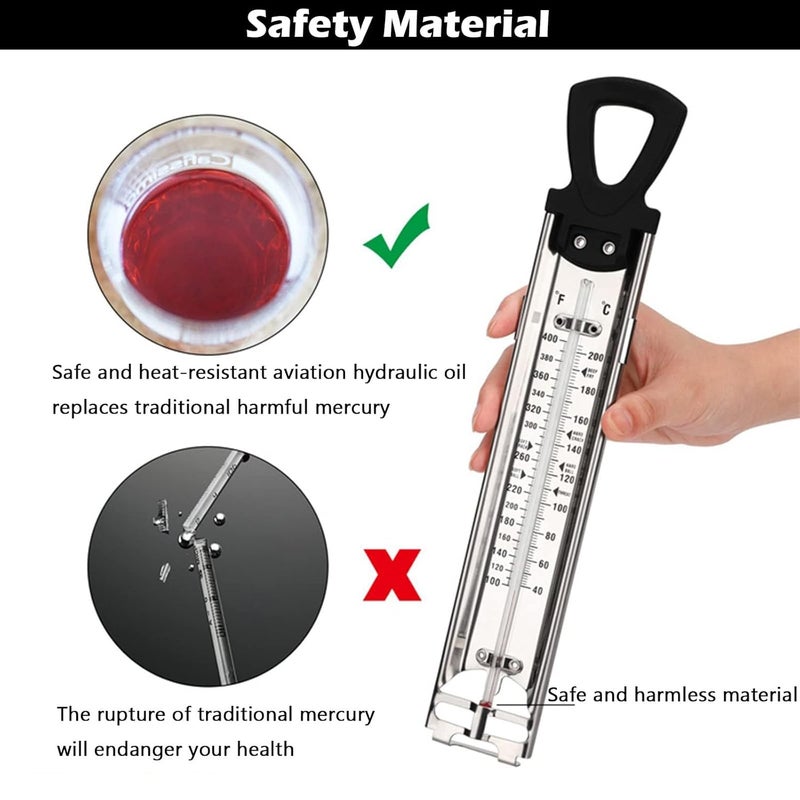 COZONTE Candy Thermometer with Pot Clip, Deep Fry Oil Food Cooking Kitchen Stainless Steel Thermometer for Jam, Syrup, Jelly, and Deep Fry, Instant Read Candy Thermometer for Candy Making - Image 2