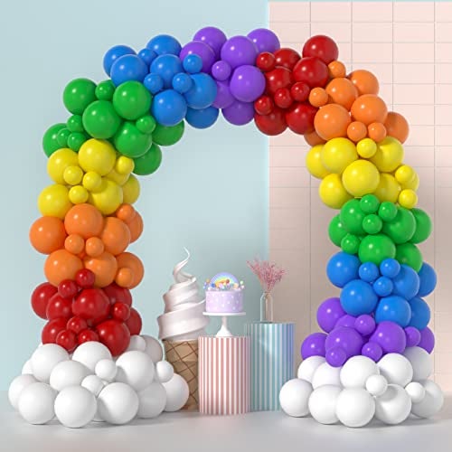 LYVEEF Rainbow Balloons Arch Kit - 175 Pcs party balloons ， balloons for birthday party ， balloon assorted colors ，kids' party balloons - Image 1