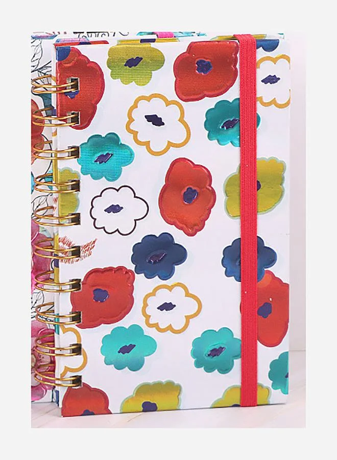 Styli A6 Floral Print Spiral Notebook with Elastic Band